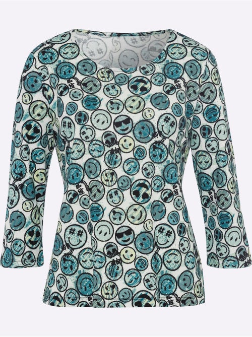 T-shirt à Encolure Ronde Motif Imprimé Fantaisie - Taille Standard - helline - Kiabi