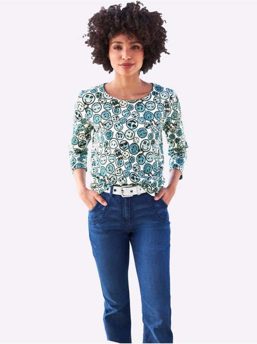 T-shirt à Encolure Ronde Motif Imprimé Fantaisie - Taille Standard - helline - Kiabi