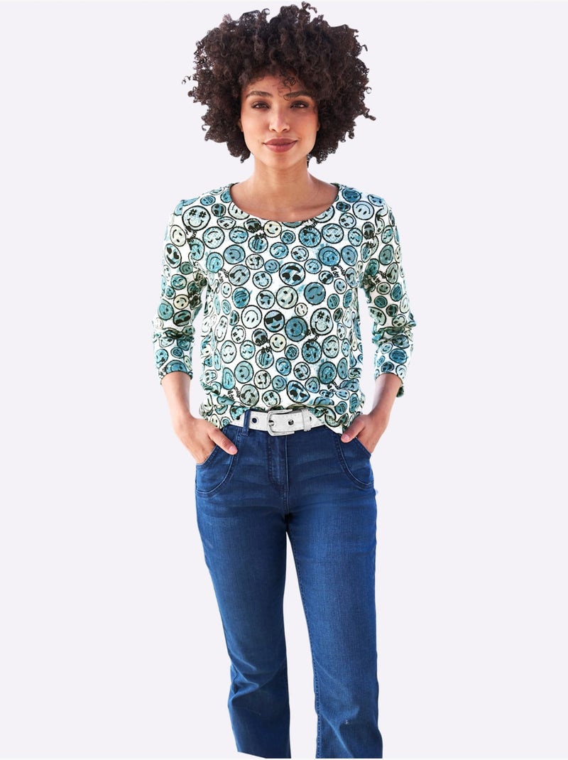 T-shirt à Encolure Ronde Motif Imprimé Fantaisie - Taille Standard - Helline Vert - Kiabi