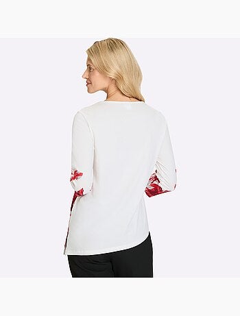 T-shirt à Encolure Ronde Ourlet Asymétrique - Taille Standard - Moda Vilona