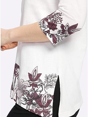 T-shirt à Encolure Ronde Ourlet Asymétrique - Taille Standard - Moda Vilona
