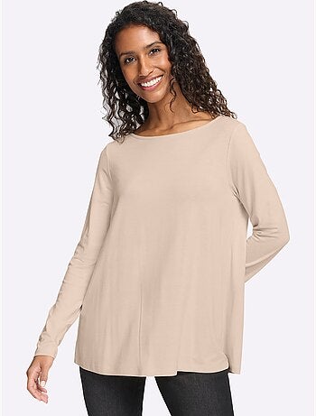 T-shirt à encolure ronde pli creux tendance au dos - taille standard - helline