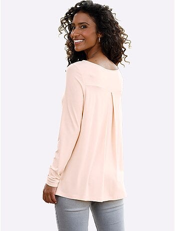 T-shirt à encolure ronde pli creux tendance au dos - taille standard - helline