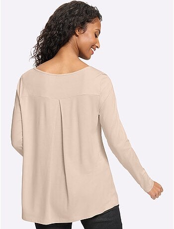 T-shirt à encolure ronde pli creux tendance au dos - taille standard - helline