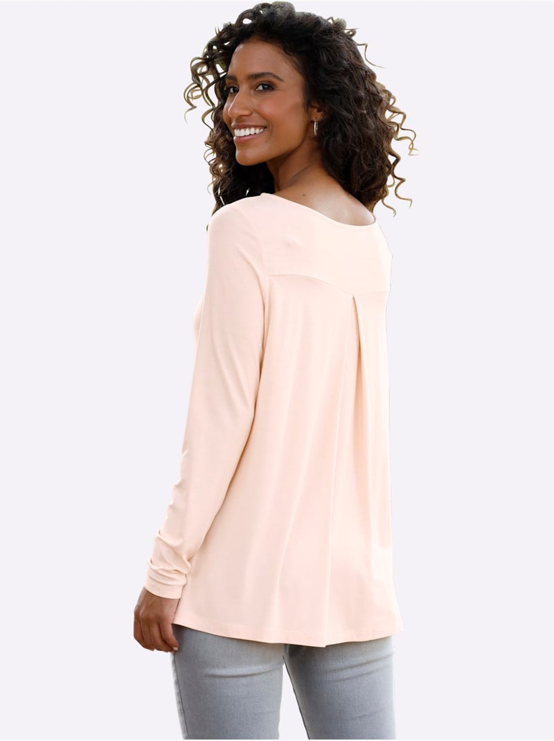 T-shirt à encolure ronde pli creux tendance au dos - taille standard - helline Marron clair - Kiabi