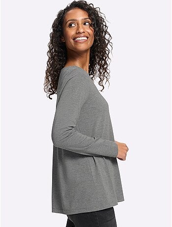 T-shirt à encolure ronde pli creux tendance au dos - taille standard - helline