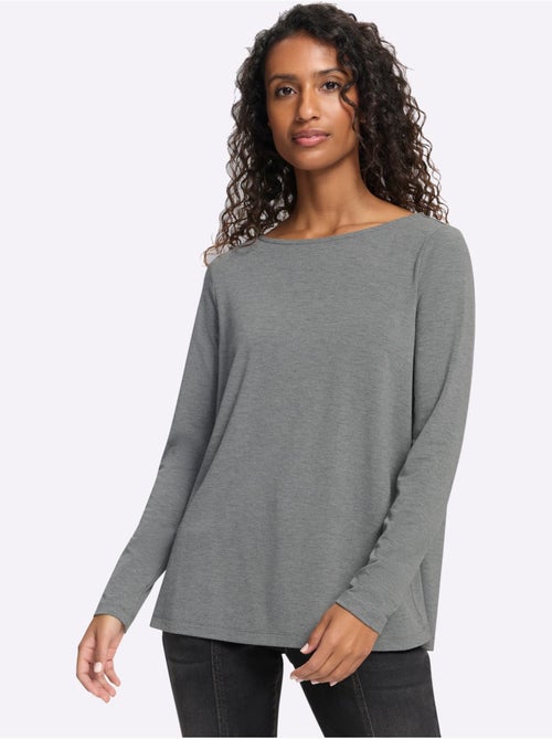 T-shirt à encolure ronde pli creux tendance au dos - taille standard - helline - Kiabi