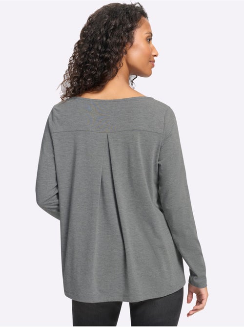T-shirt à encolure ronde pli creux tendance au dos - taille standard - helline - Kiabi