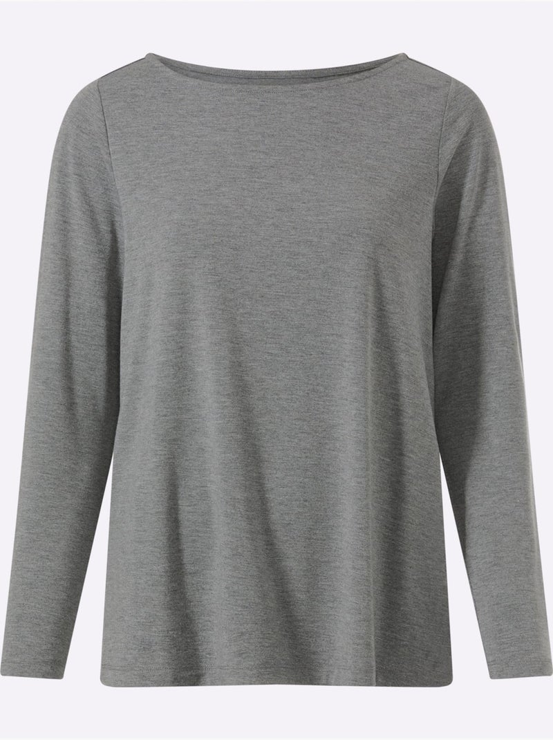 T-shirt à encolure ronde pli creux tendance au dos - taille standard - helline Noir Gris anthracite - Kiabi