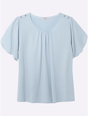 T-shirt à Encolure Ronde Plis Décoratifs - Taille Standard - Sheego