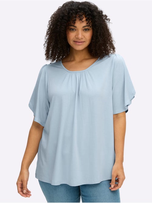 T-shirt à Encolure Ronde Plis Décoratifs - Taille Standard - Sheego - Kiabi