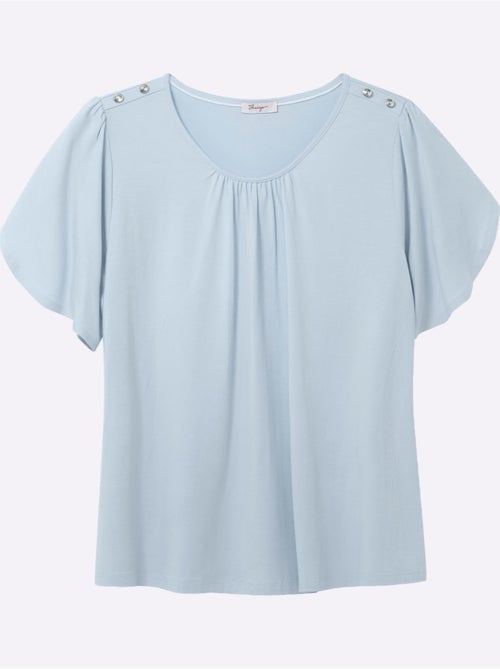 T-shirt à Encolure Ronde Plis Décoratifs - Taille Standard - Sheego - Kiabi