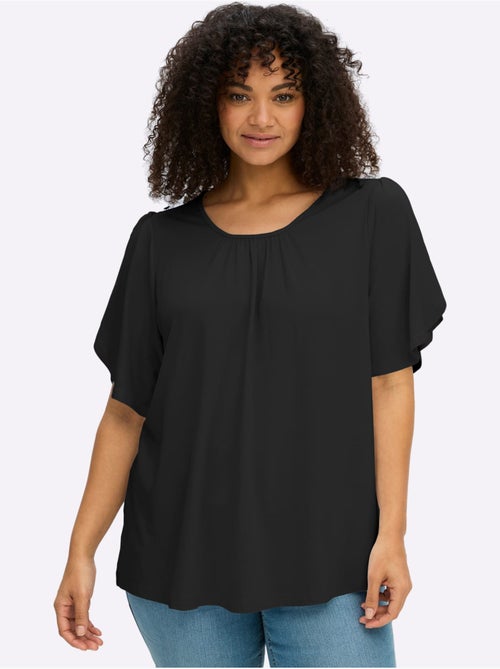 T-shirt à Encolure Ronde Plis Décoratifs - Taille Standard - Sheego - Kiabi T-shirt à Encolure Ronde Plis Décoratifs - Taille Standard - Sheego - Kiabi
