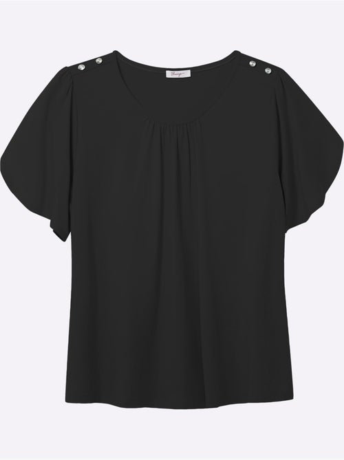 T-shirt à Encolure Ronde Plis Décoratifs - Taille Standard - Sheego - Kiabi T-shirt à Encolure Ronde Plis Décoratifs - Taille Standard - Sheego - Kiabi