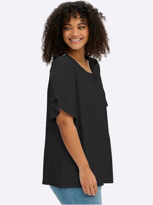 T-shirt à Encolure Ronde Plis Décoratifs - Taille Standard - Sheego - Kiabi T-shirt à Encolure Ronde Plis Décoratifs - Taille Standard - Sheego - Kiabi