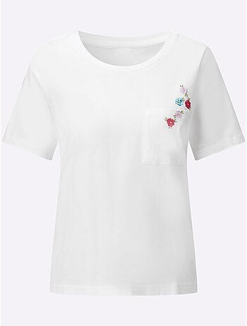 T-shirt à Encolure Ronde Poche Poitrine Imprimée - Taille Standard - Witt