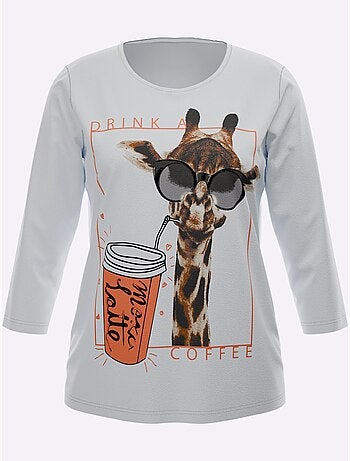 T-shirt à Encolure Ronde Pur Coton - Taille Standard - Moda Vilona