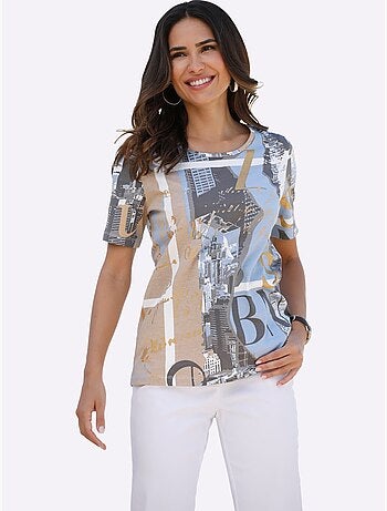 T-shirt à Encolure Ronde Pur Coton - Taille Standard - Moda Vilona