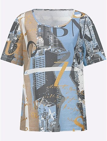 T-shirt à Encolure Ronde Pur Coton - Taille Standard - Moda Vilona