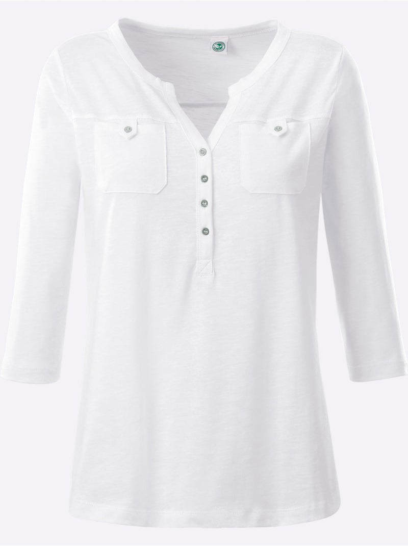 T-shirt à encolure ronde pur coton - taille standard - witt Blanc cassé - Kiabi