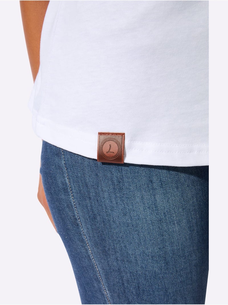 T-shirt à Encolure Ronde Pur Coton - Taille Standard - Witt Blanc - Kiabi