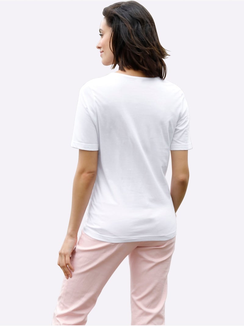 T-shirt à Encolure Ronde Pur Coton - Taille Standard - Witt Blanc - Kiabi