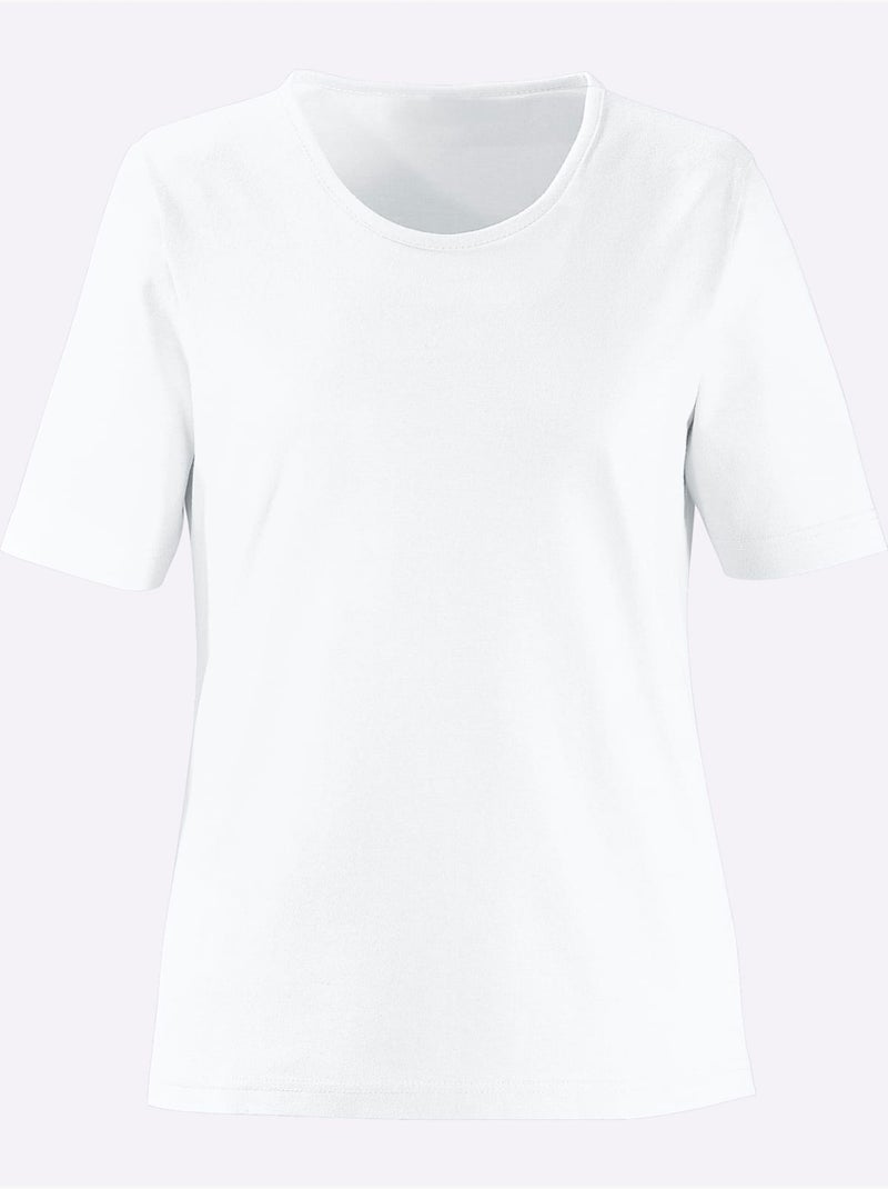 T-shirt à Encolure Ronde Pur Coton - Taille Standard - Witt Blanc - Kiabi