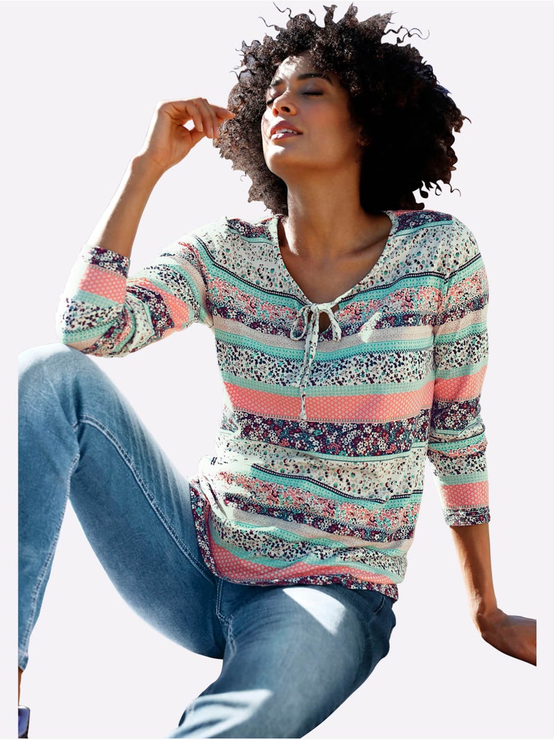 T-shirt à encolure ronde pur coton - taille standard - witt Multicolore - Kiabi