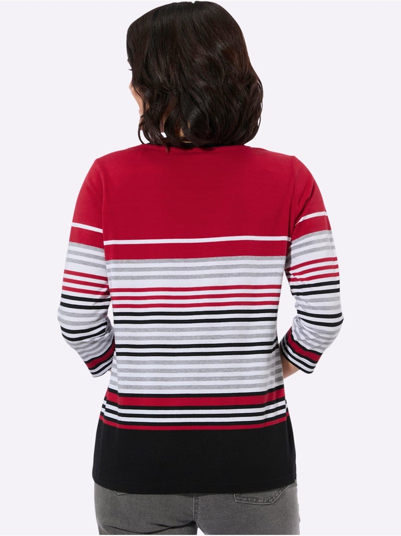 T-shirt à Encolure Ronde Qualité Coton - Taille Standard - Witt Blanc Rouge - Kiabi