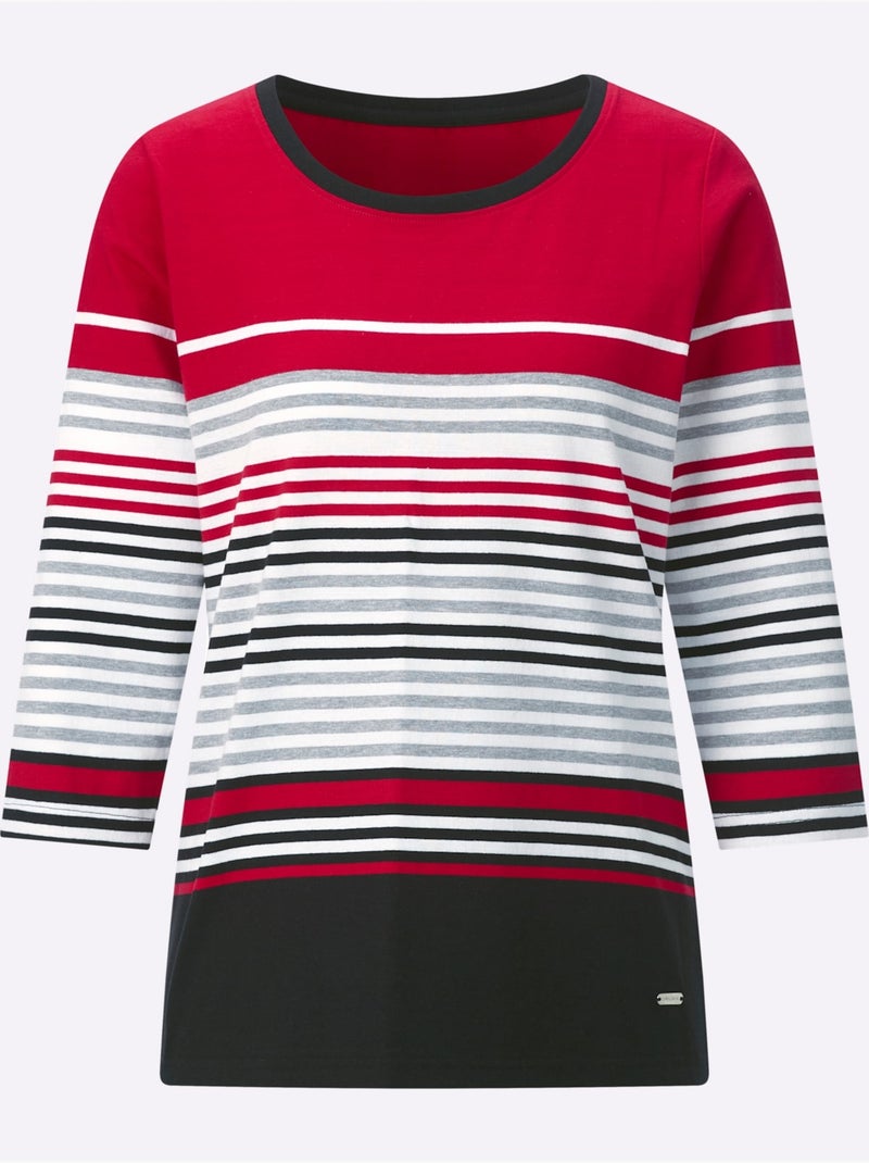 T-shirt à Encolure Ronde Qualité Coton - Taille Standard - Witt Blanc Rouge - Kiabi