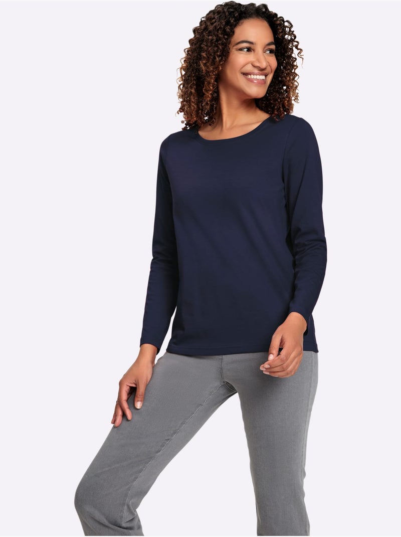 T-shirt à encolure ronde qualité coton - taille standard - witt Bleu marine - Kiabi