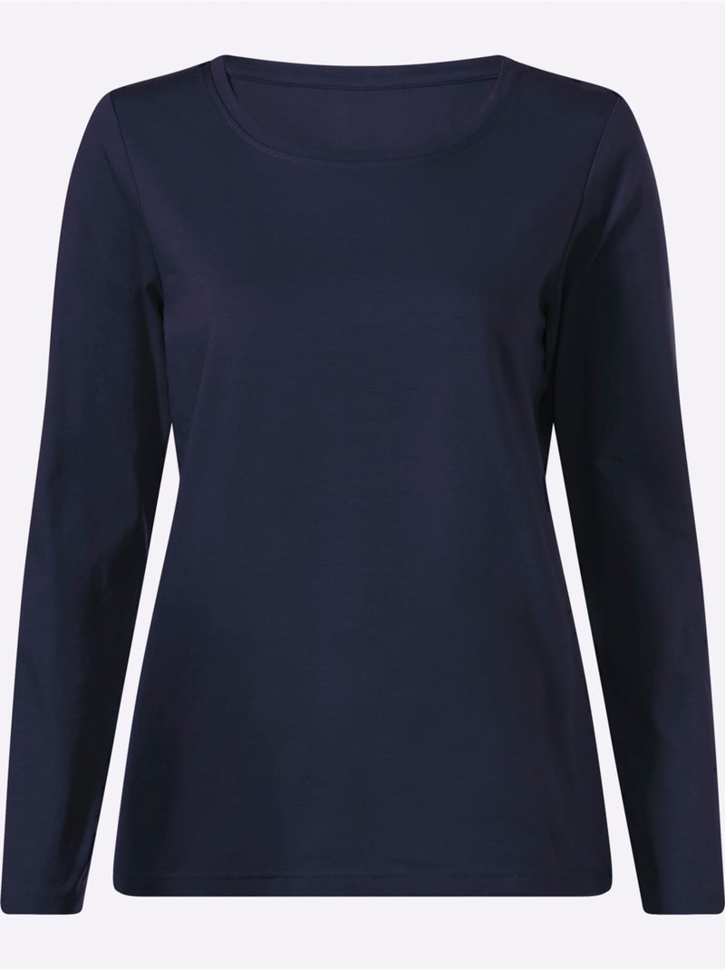 T-shirt à encolure ronde qualité coton - taille standard - witt Bleu marine - Kiabi