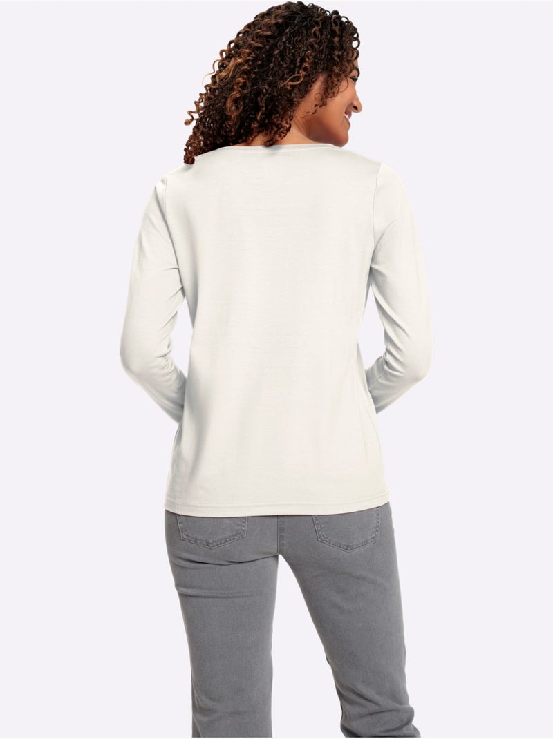 T-shirt à encolure ronde qualité coton - taille standard - witt Ecru - Kiabi