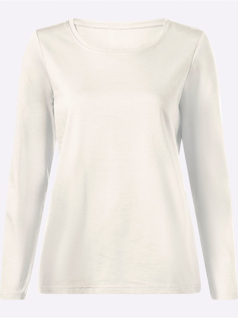 T-shirt à encolure ronde qualité coton - taille standard - witt Ecru - Kiabi