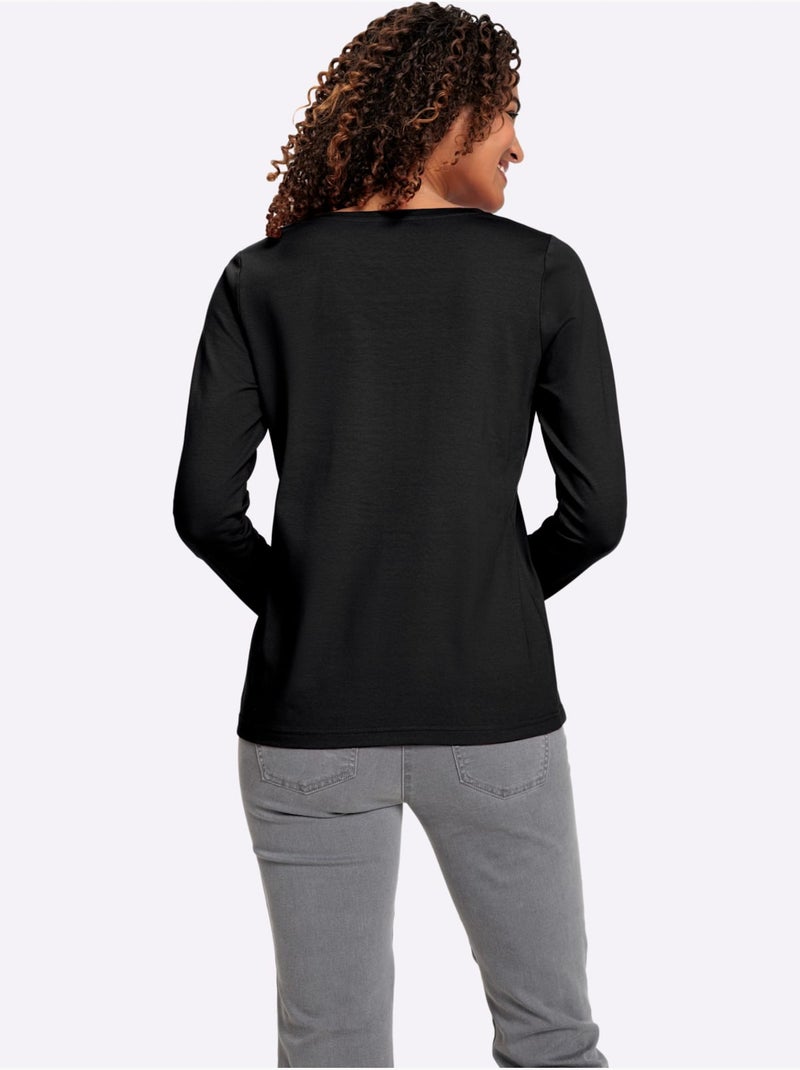 T-shirt à encolure ronde qualité coton - taille standard - witt Noir - Kiabi