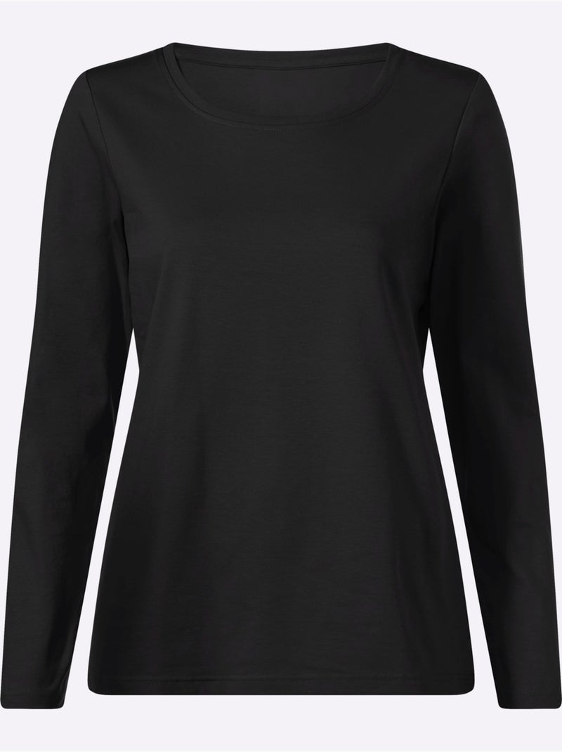 T-shirt à encolure ronde qualité coton - taille standard - witt Noir - Kiabi