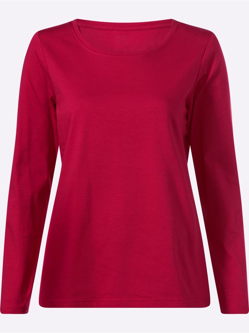 T-shirt à encolure ronde qualité coton - taille standard - witt Rouge - Kiabi