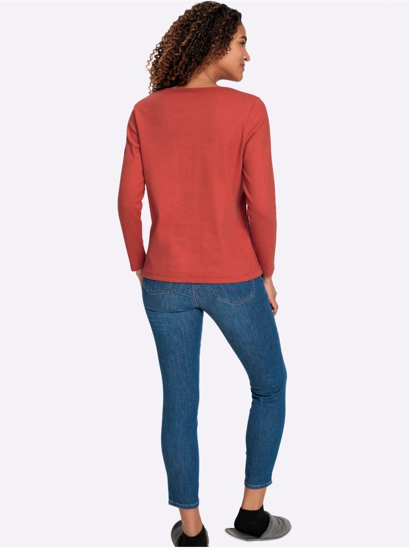 T-shirt à Encolure Ronde Qualité Coton - Taille Standard - Witt Terre cuite - Kiabi