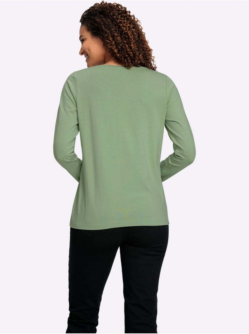 T-shirt à encolure ronde qualité coton - taille standard - witt Vert eucalyptus - Kiabi