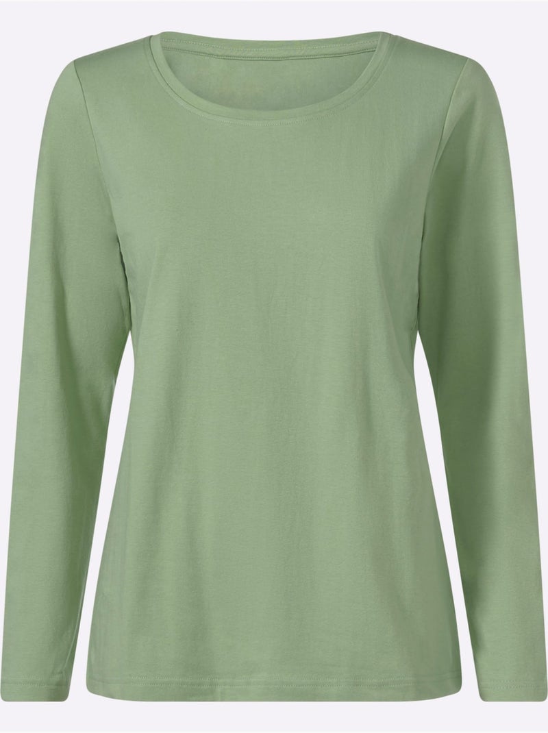 T-shirt à encolure ronde qualité coton - taille standard - witt Vert eucalyptus - Kiabi