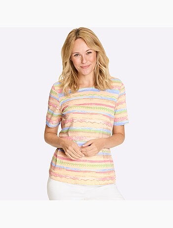 T-shirt à Encolure Ronde Qualité Coton Doux Sur La Peau - Taille Standard - Moda Vilona