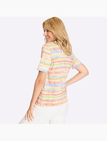 T-shirt à Encolure Ronde Qualité Coton Doux Sur La Peau - Taille Standard - Moda Vilona