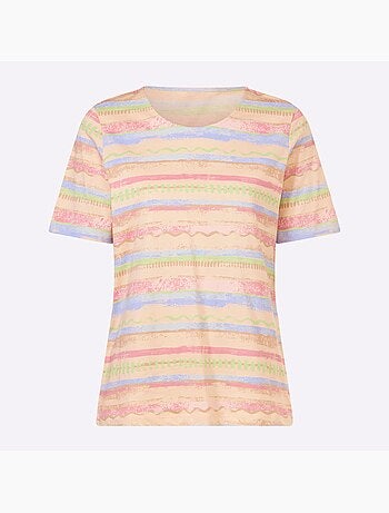 T-shirt à Encolure Ronde Qualité Coton Doux Sur La Peau - Taille Standard - Moda Vilona