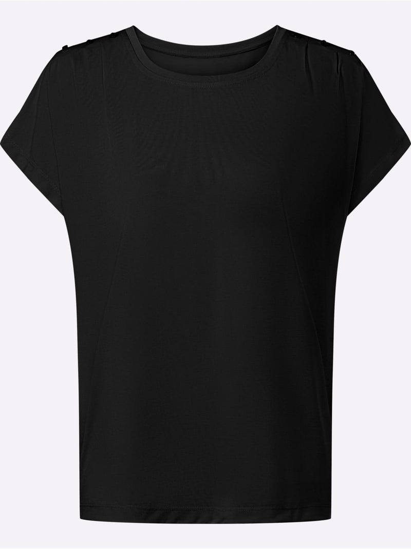 T-shirt à Encolure Ronde Qualité Douce Et Fluide - Taille Standard - Witt Noir - Kiabi