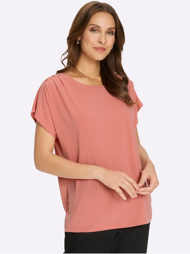 T-shirt à Encolure Ronde Qualité Douce Et Fluide - Taille Standard - Witt Rose - Kiabi