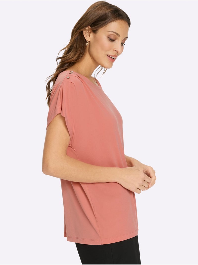 T-shirt à Encolure Ronde Qualité Douce Et Fluide - Taille Standard - Witt Rose - Kiabi