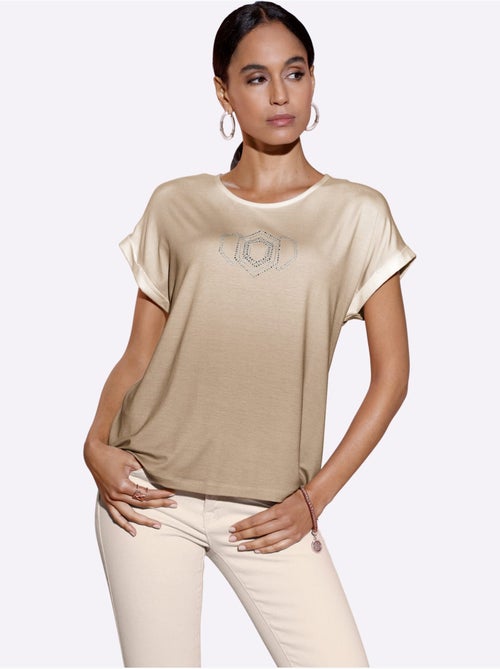 T-shirt à Encolure Ronde Qualité Viscose Douce - Taille Standard - Helline - Kiabi