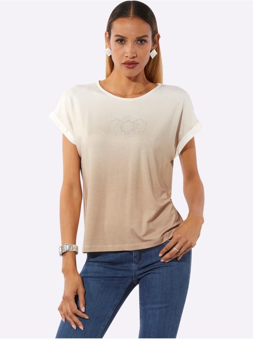 T-shirt à Encolure Ronde Qualité Viscose Douce - Taille Standard - Helline - Kiabi