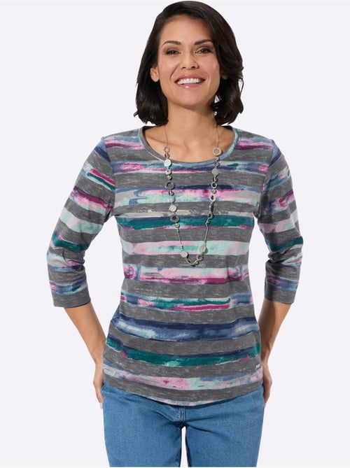 T-shirt à encolure ronde rayure imprimée - taille standard - witt - Kiabi T-shirt à encolure ronde rayure imprimée - taille standard - witt - Kiabi