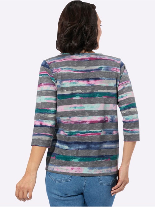 T-shirt à encolure ronde rayure imprimée - taille standard - witt - Kiabi T-shirt à encolure ronde rayure imprimée - taille standard - witt - Kiabi